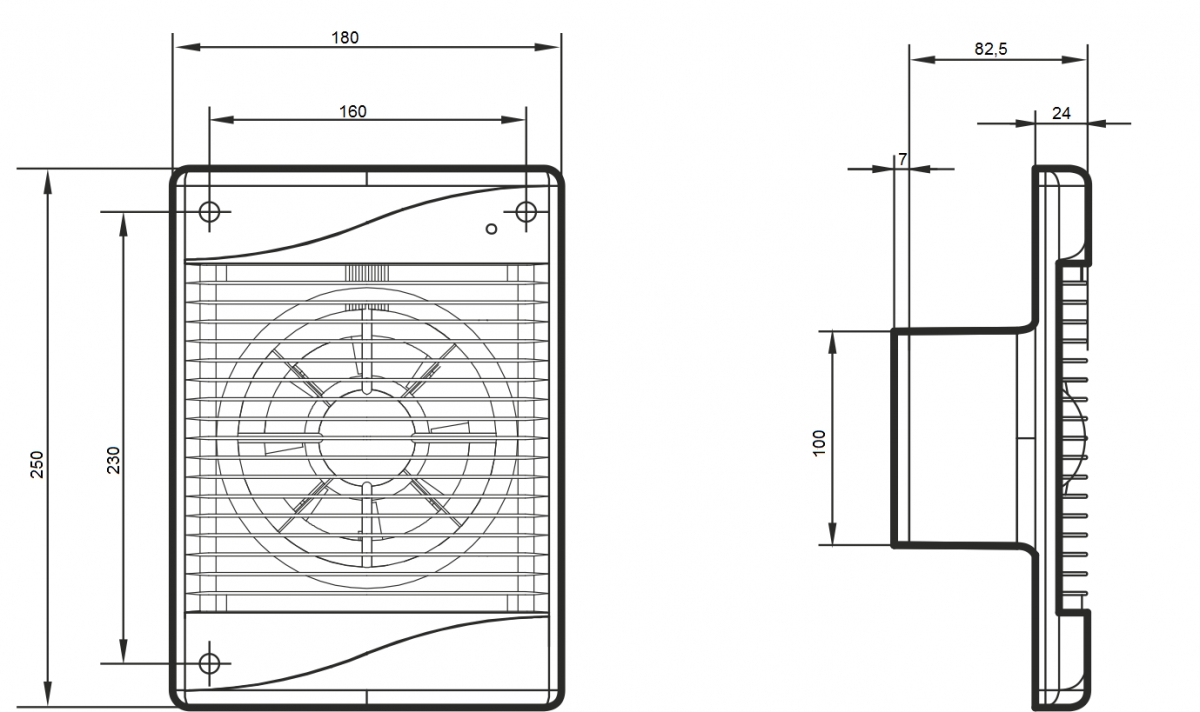 Вентилятор осевой вытяжной ERA DiCITi STANDARD 4-02 d100 с индикацией работы и тяговым выключателем