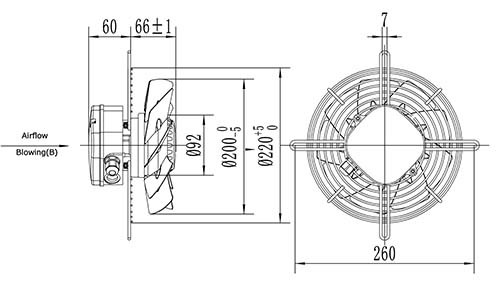 Вентилятор Ванвент YWF2E-200B-92/15-G PLAT нагнетающий (приток) 730 m/h)