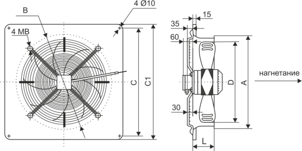 Осевой вентилятор низкого давления Ровен YWF-4Е-350 with plate (ZF)