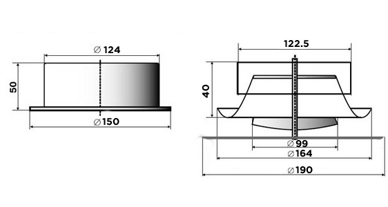 Диффузор стальной приточно-вытяжной FoZa PV-125 Шампань матовый RAL1019
