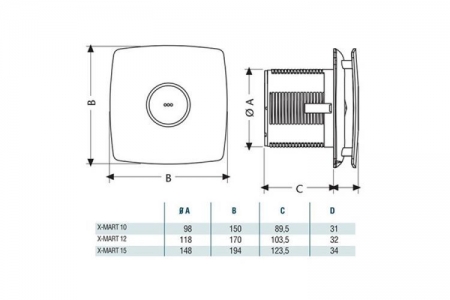 Вентилятор накладной Cata X-Mart 10 inox Timer (таймер)