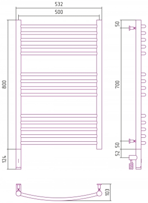 Полотенцесушитель электрический Сунержа Богема 3.0 800x500